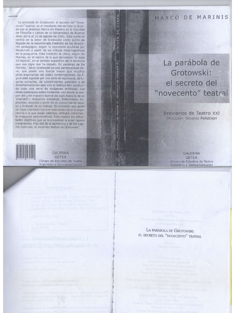 De Marinis La Parabola de Grotowski PDF