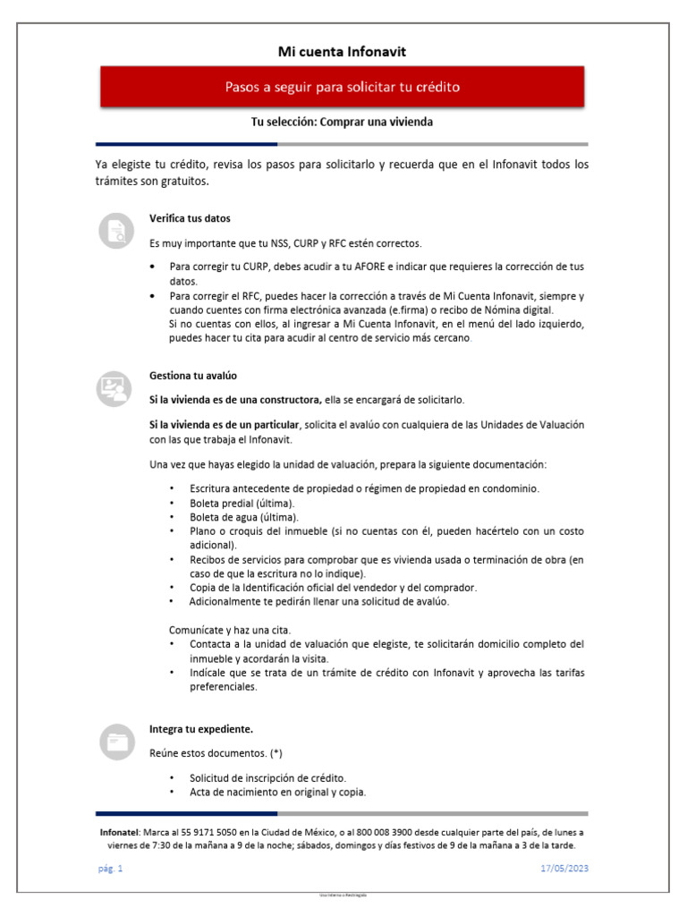 Pasos para Solicitar Crédito Infonavit | PDF | Certificado de ...