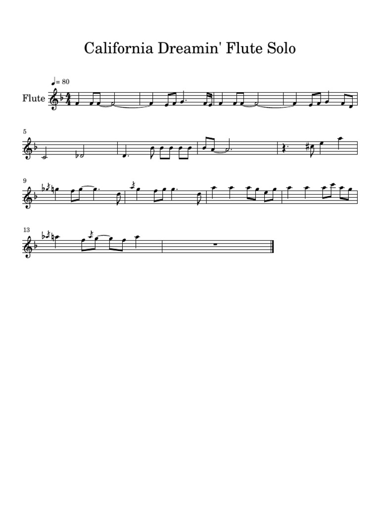 California Dreamin' Flute Solo PDF