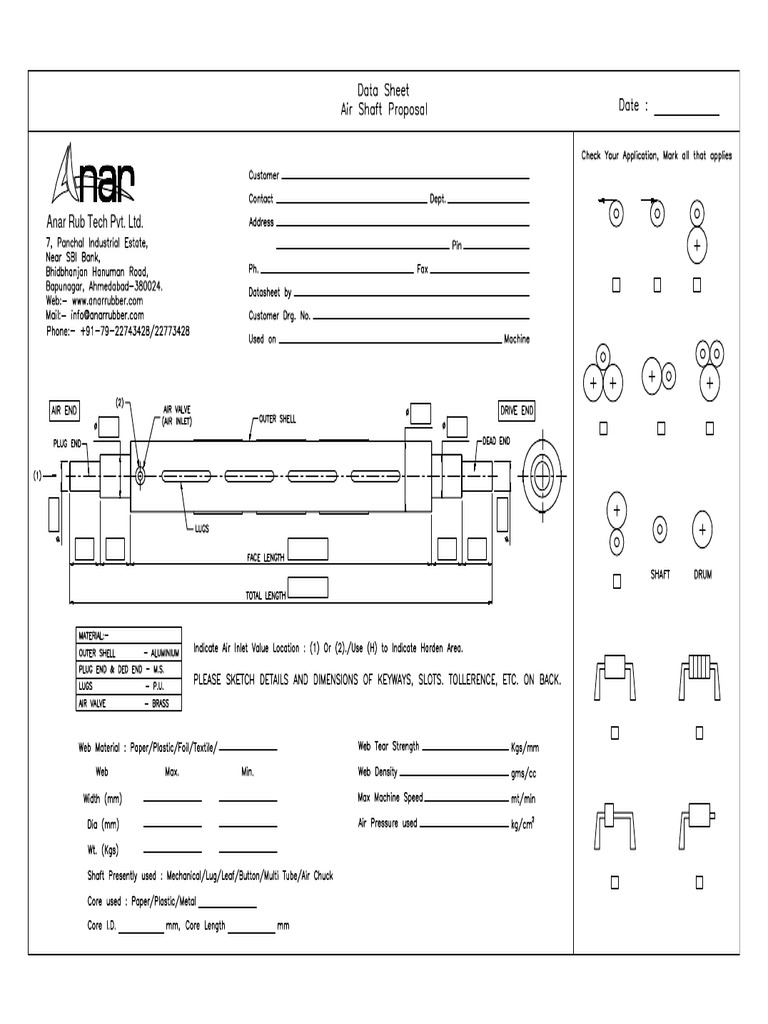 Air Shaft Data Sheet PDF