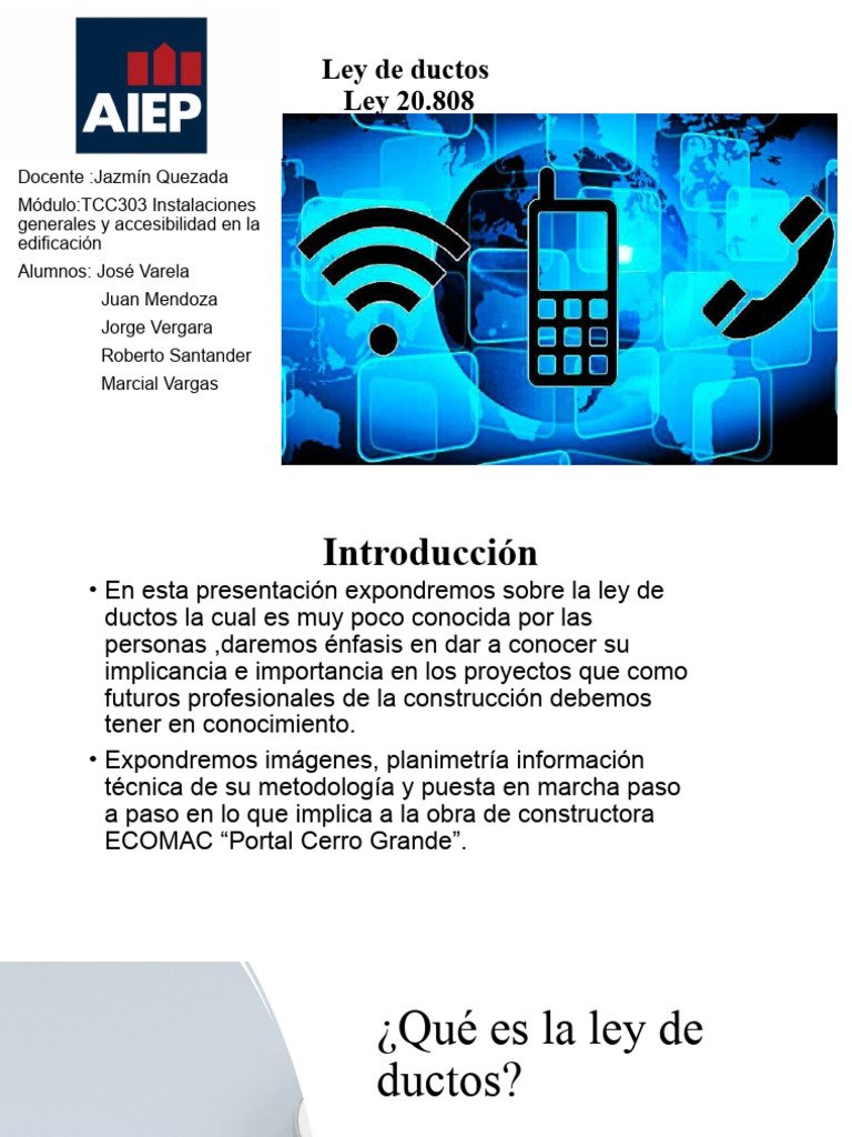 Presentación Ley De Ductos Aiep Pdf Condominio Telecomunicaciones