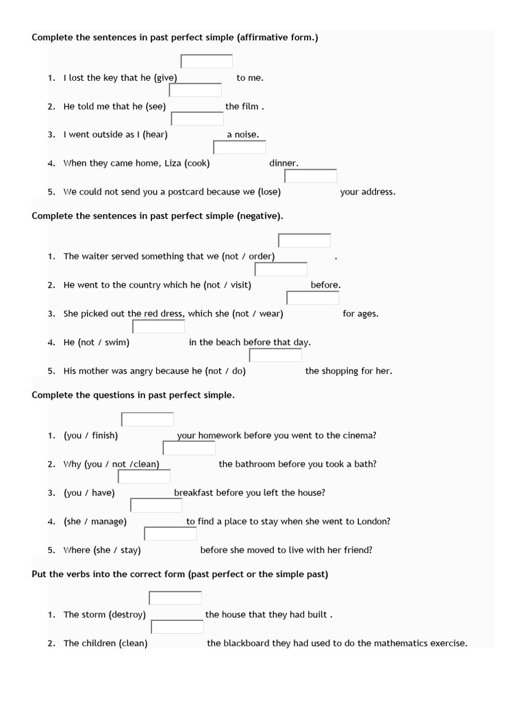 Past Perfect Simple Exercises and Examples | PDF