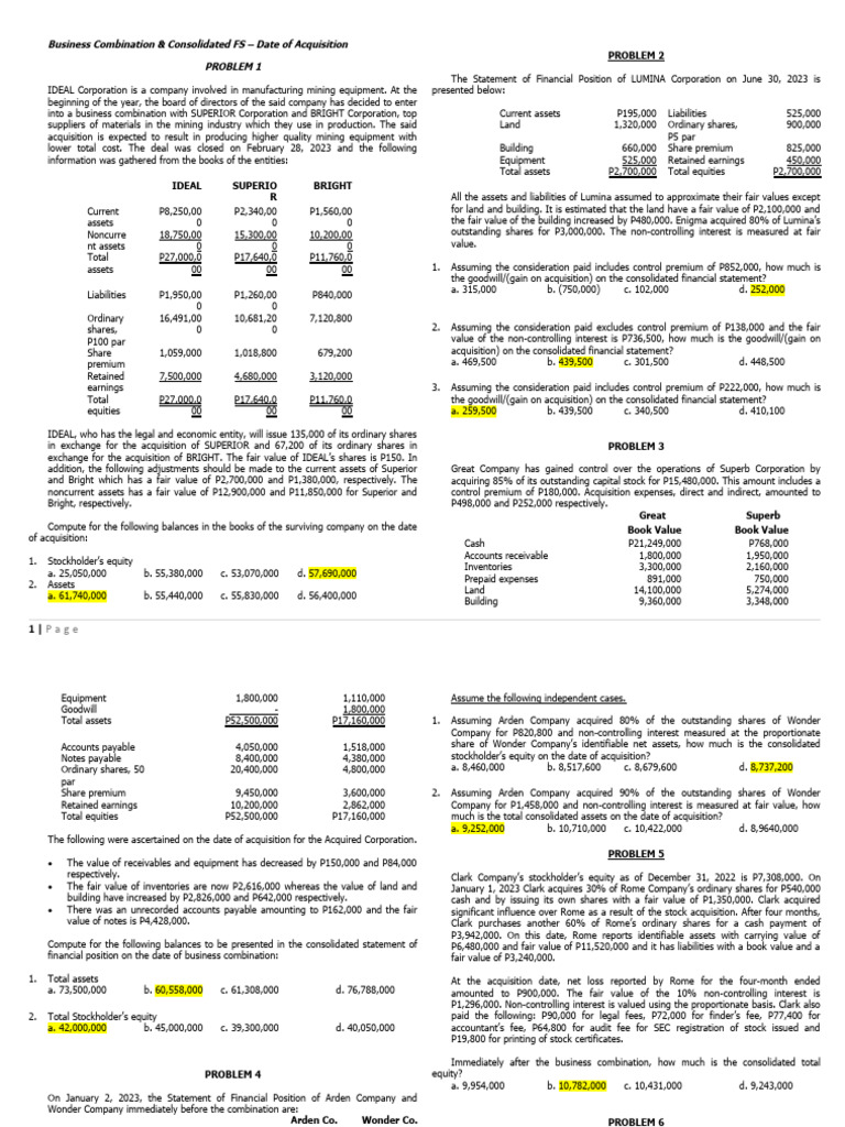 Business Combinations Analysis | PDF | Mergers And Acquisitions ...