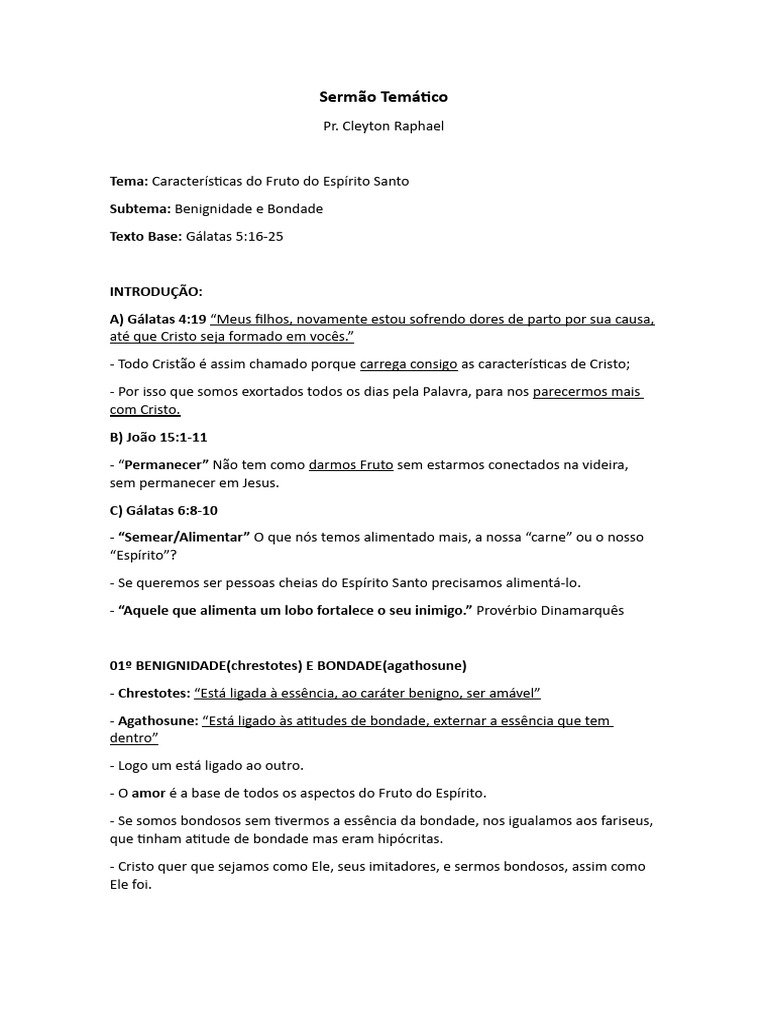 Benignidade e Bondade no Espírito Santo | PDF | Amor