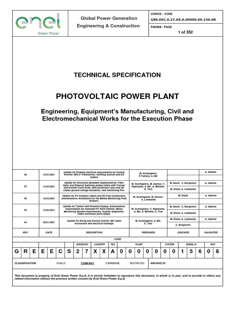 Photovoltaic Power Plant Specifications | PDF | Photovoltaics | Solar Panel