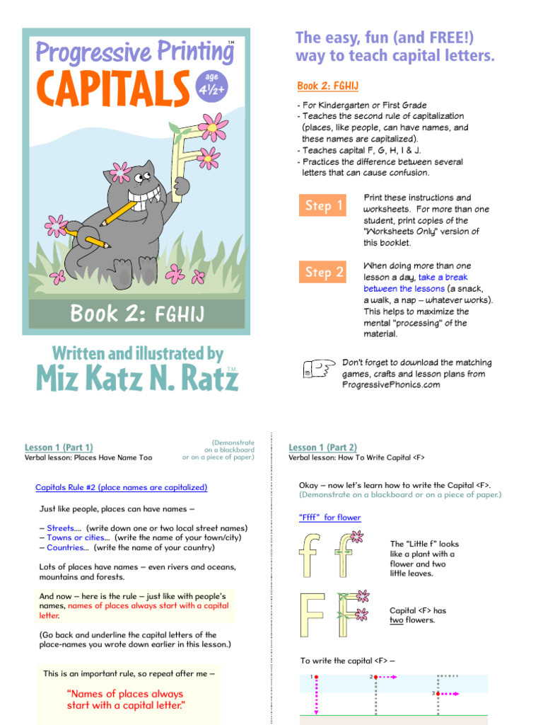 Capitals Book 2 FGHIJ Instructions and Worksheets PDF Writing