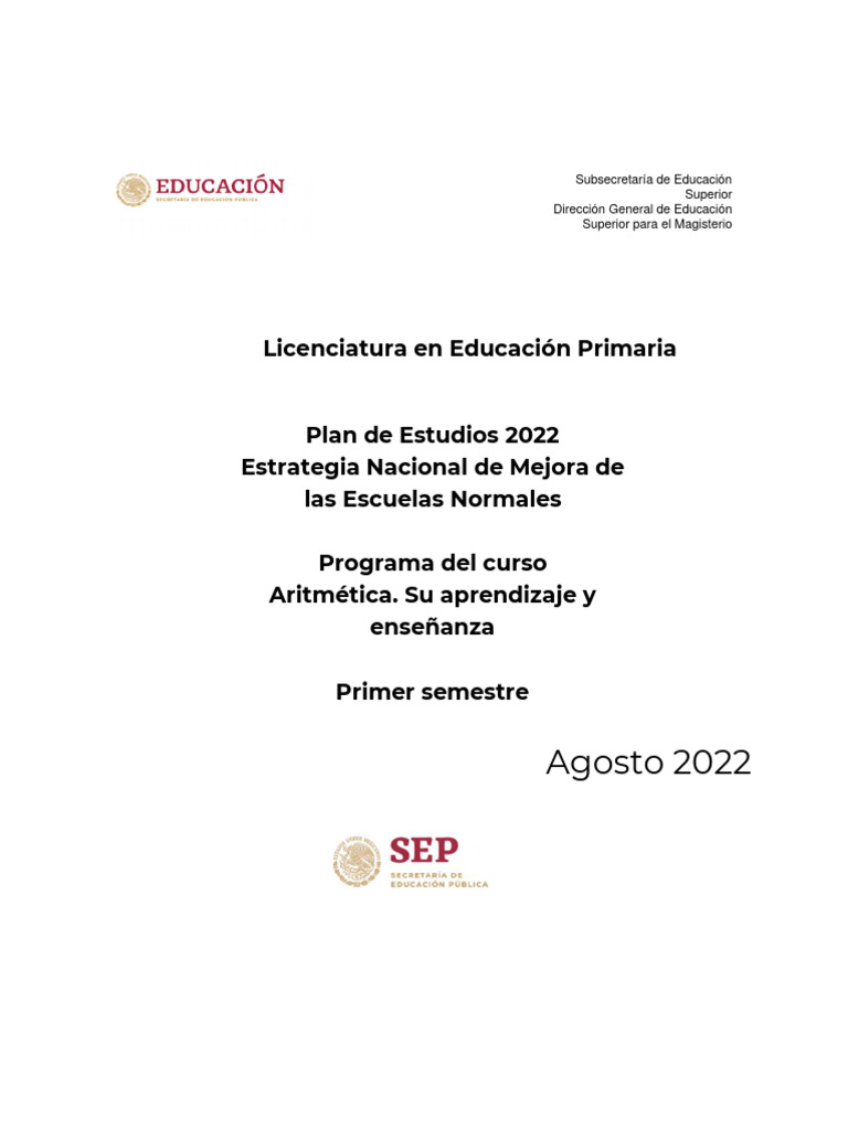 Aritmética: Aprendizaje y Enseñanza 2022 | PDF | Plan de estudios ...