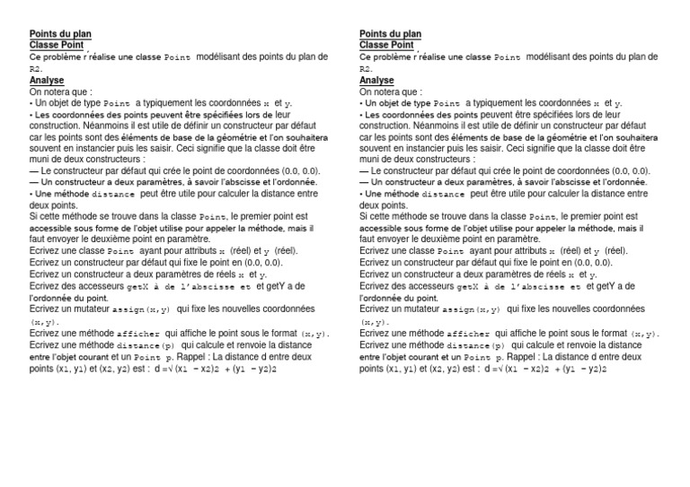 TP - Points Du Plan | PDF | Coordonnées cartésiennes | Distance
