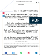 47th GST Council Meeting Press Release