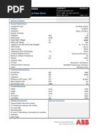 Transformer Technical Data Sheet For The 1LAP016417