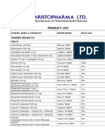 Aristopharma Product List