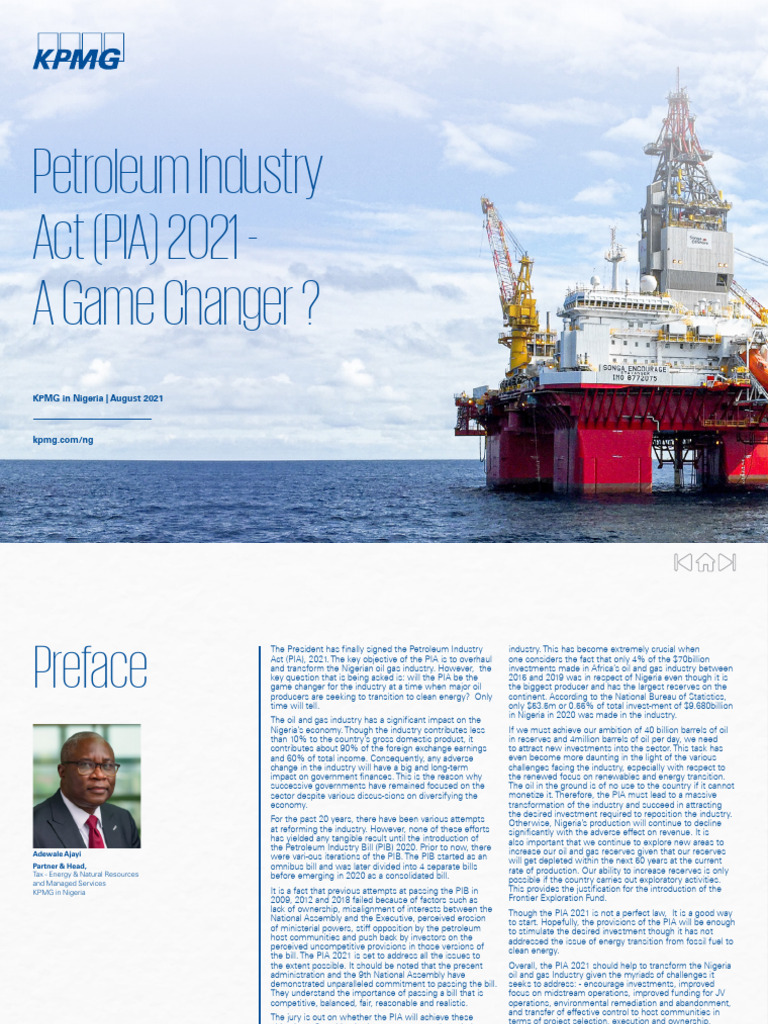 Petroleum Industry Act Pia 2021 A Game Changer Pdf Hydrocarbon