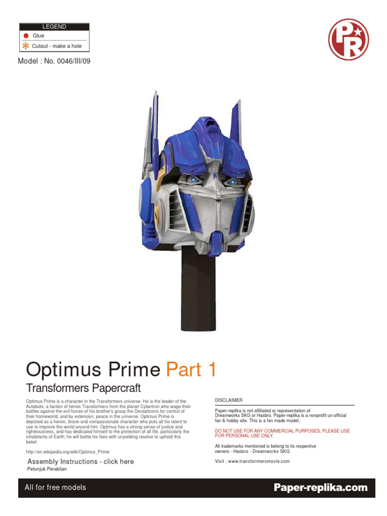 Optimus Prime Papercraft Model Guide | PDF | Transformers (Franchise)