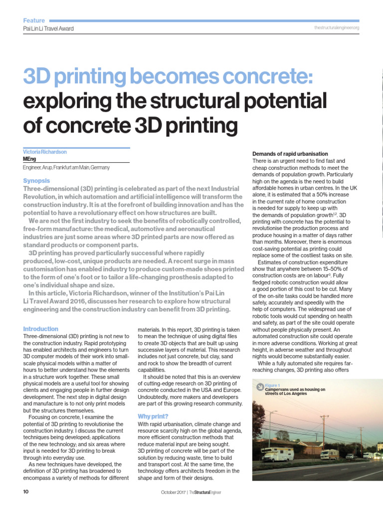 3D Printing Becomes Concrete Exploring The Structural Potential of ...