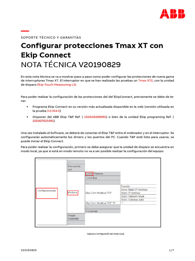 Configurar Protecciones Tmax XT Con Ekip Connect PDF Informática