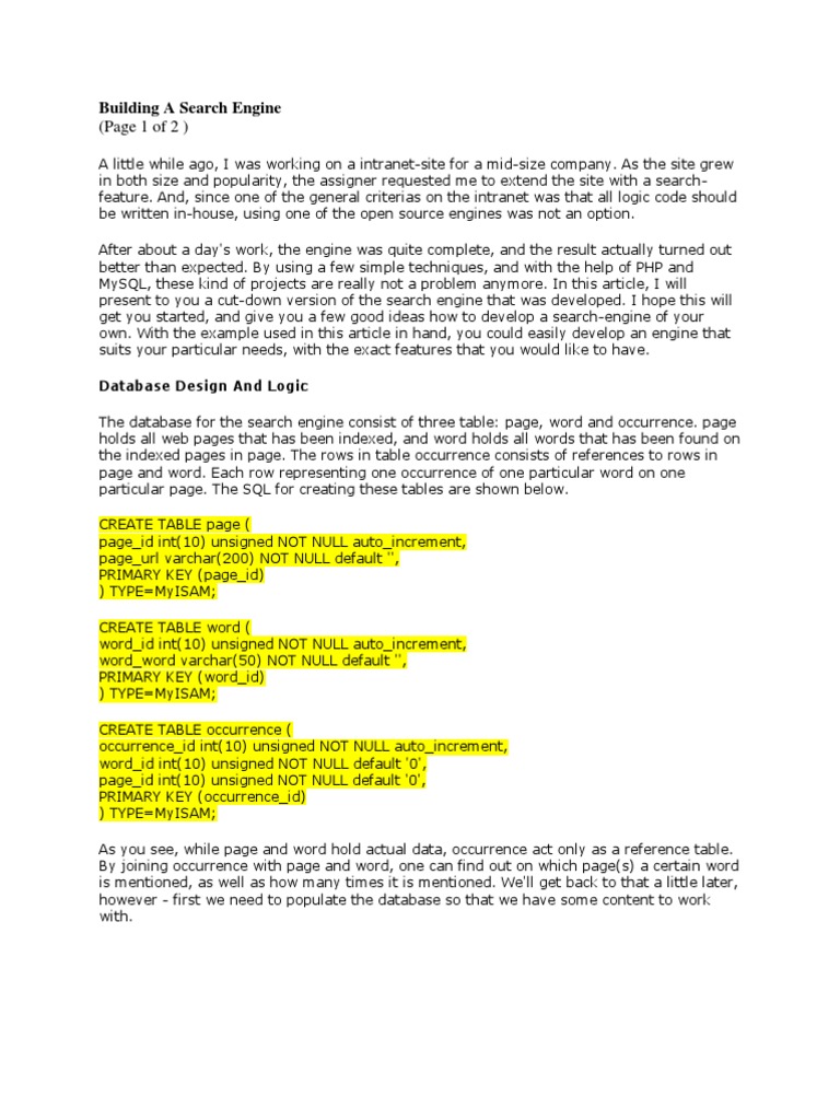Building A Search Engine | PDF | Web Search Engine | Database Index