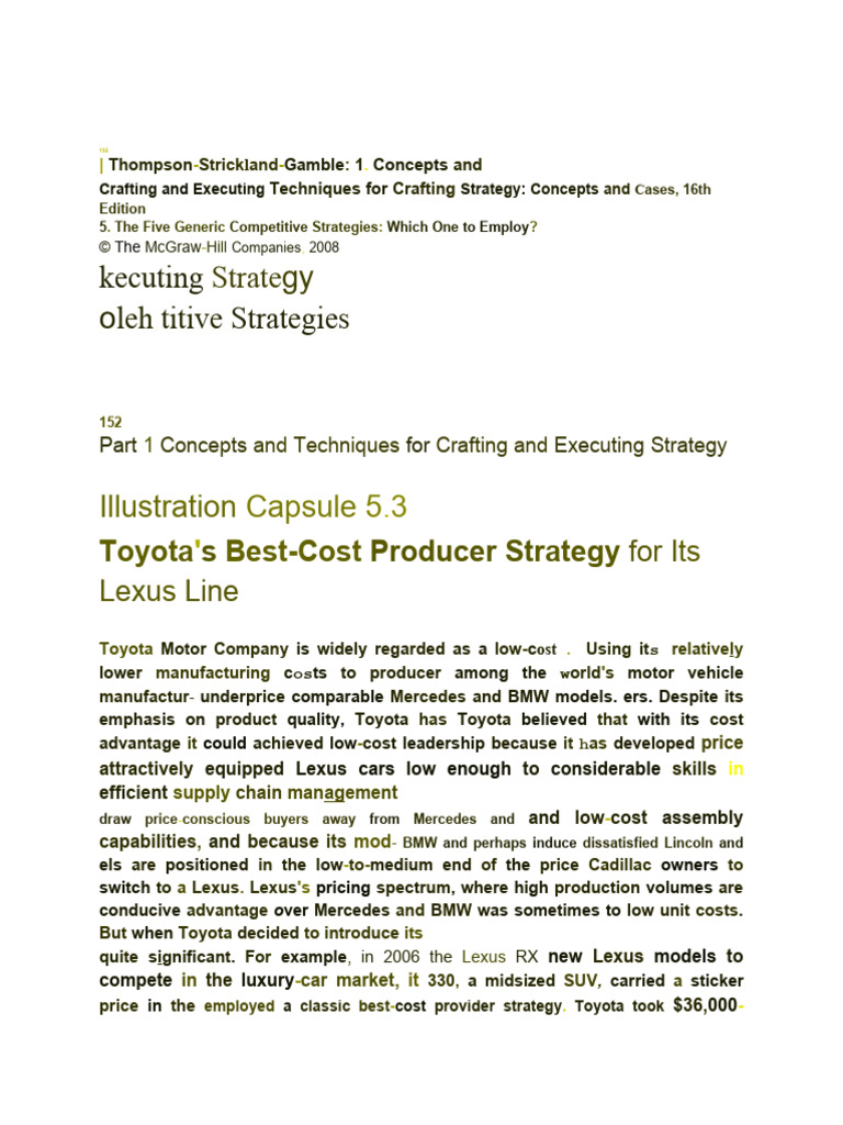 Toyota's Best-Cost Strategy for Lexus | PDF | Lexus | Toyota