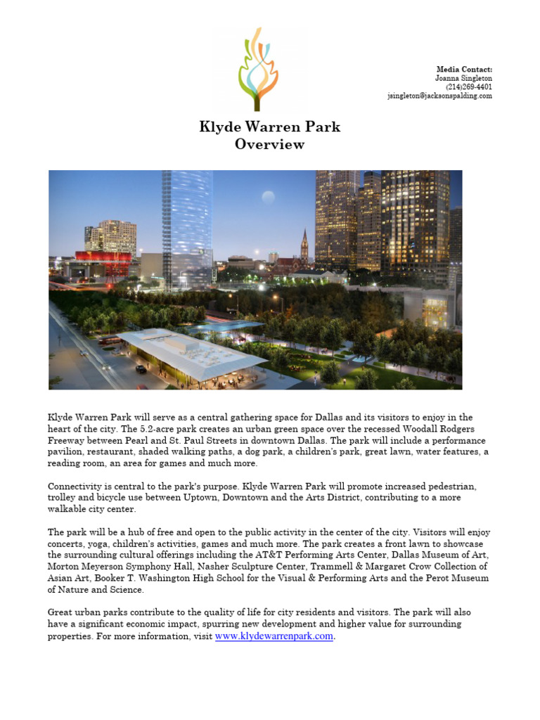 Klyde Warren Park: Dallas Urban Oasis | PDF | Dallas