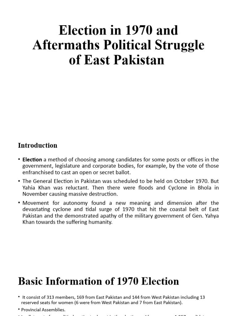 1970 East Pakistan Election Overview | PDF | Zulfikar Ali Bhutto ...