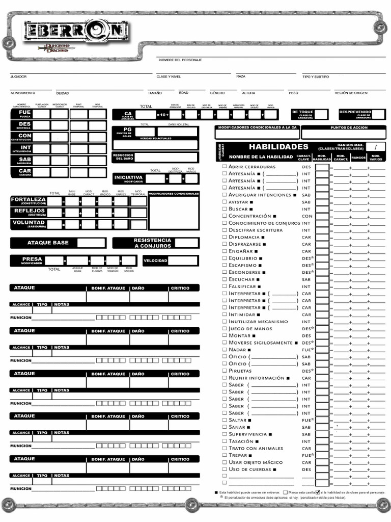 Eberron Hoja de Personaje | PDF