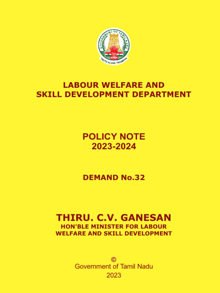 Tamil Nadu Labour Welfare Policies 2023 | PDF | Labour Law | Employment