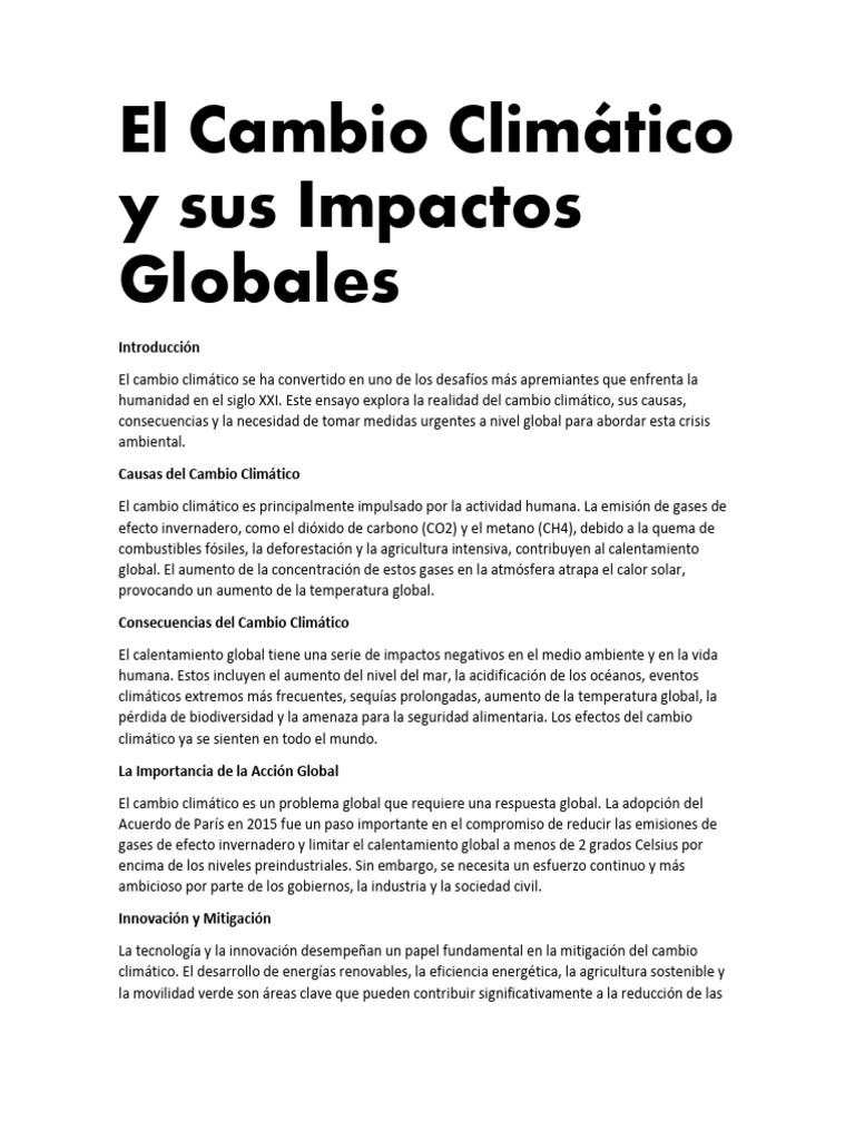 El Cambio Climatico y Sus Consecuencias | PDF | Cambio climático ...