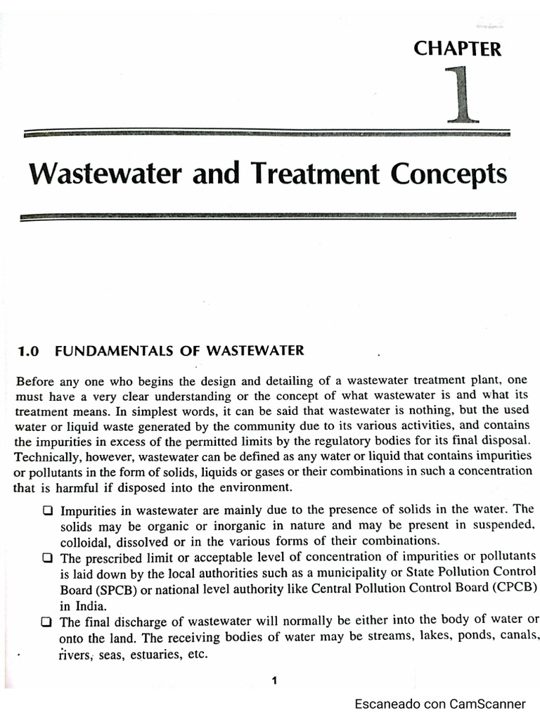 Wastewater and Treatment Concepts PDF