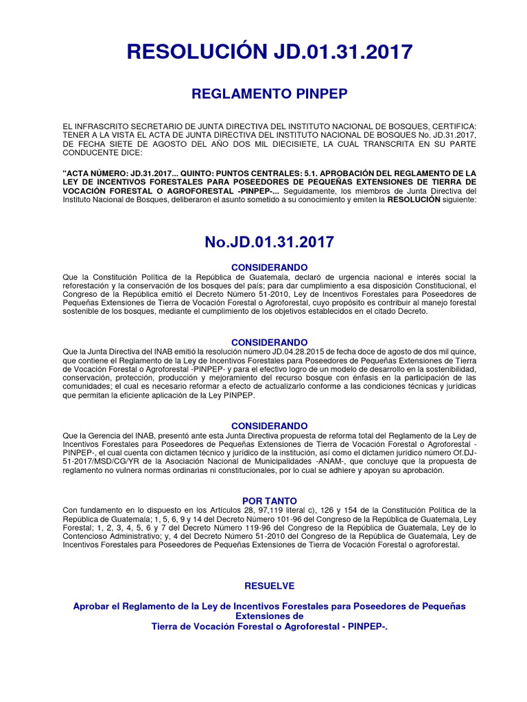 12) 2017. JD.01.31.2017. Reglamento de Pinpep | PDF | Los bosques ...