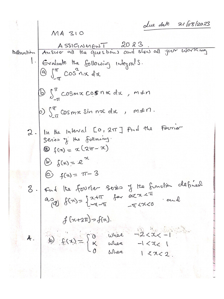 Ma 310 Assignment 1 | PDF