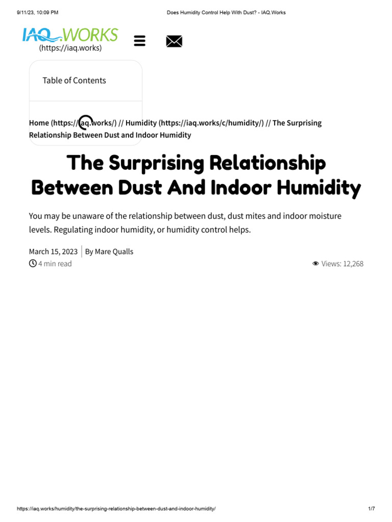 Does Humidity Control Help With Dust IAQ Works PDF Dust Humidity