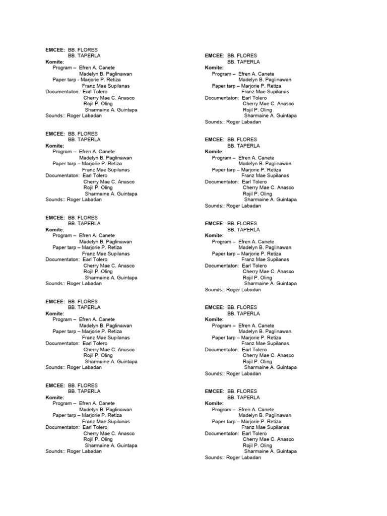 Event Committee Roles and Responsibilities | PDF | Language Arts ...