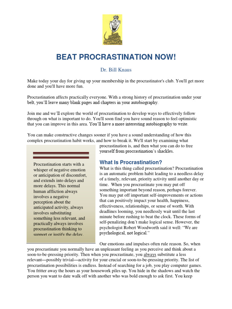 Overcome Procrastination Today | PDF | Professional Skills ...