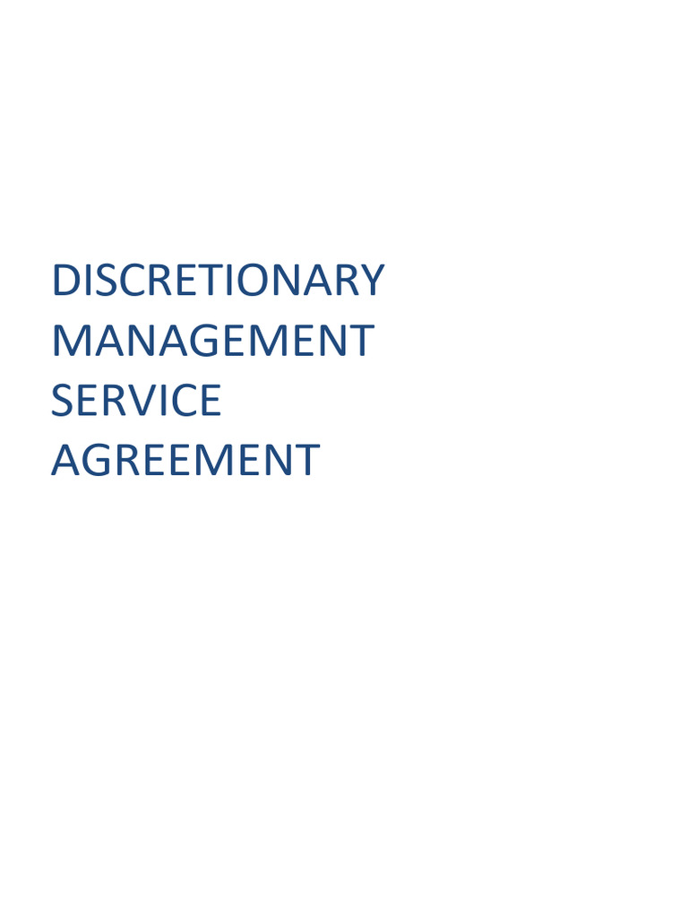 Discretionary Management Service Agreement Word Document Download