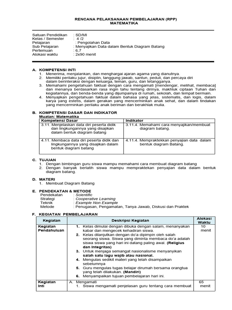RPP Diagram Batang Kelas 4 SD | PDF | Kesehatan Holistik