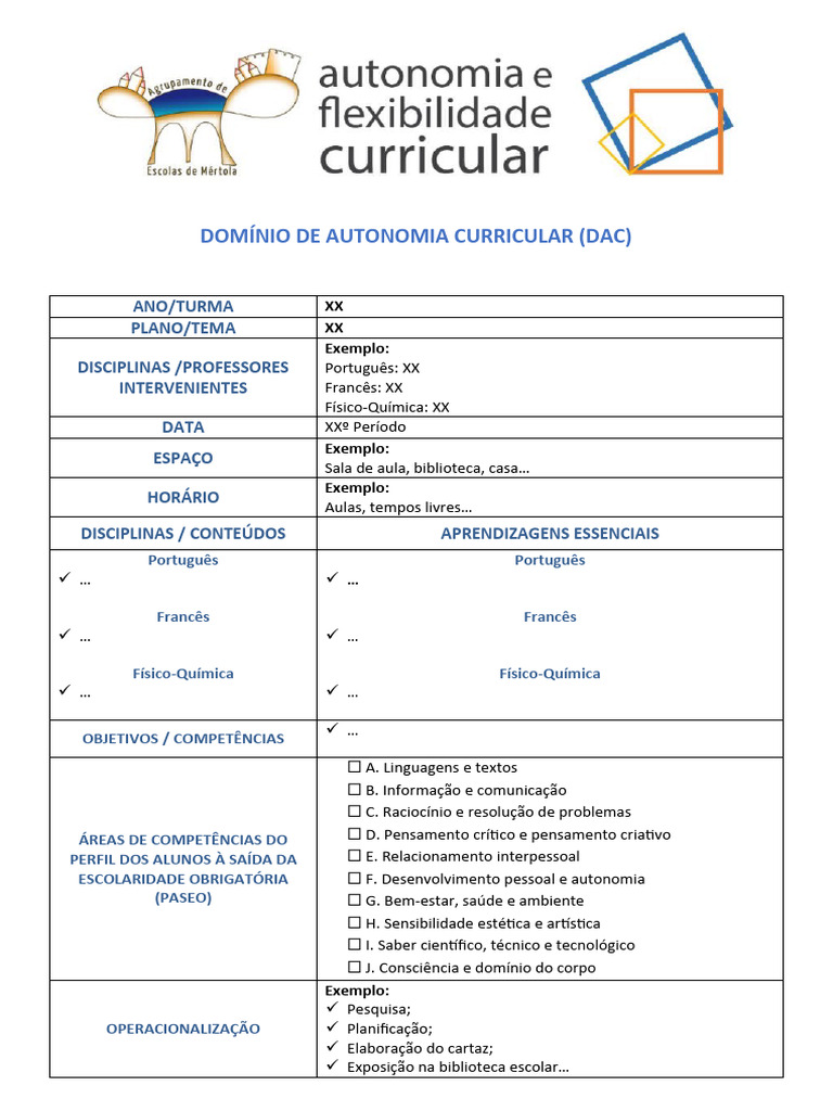 Modelo DAC: Planejamento Curricular | PDF