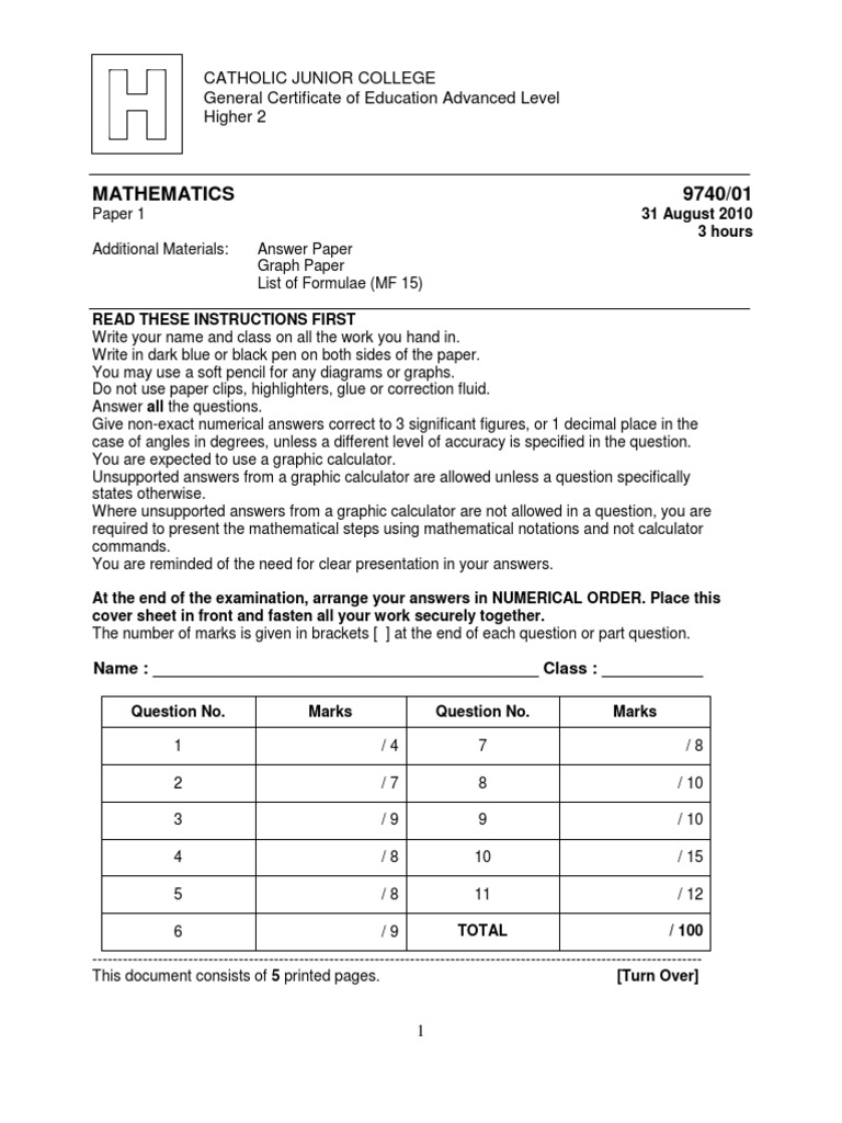 Preliminary Mathematics Exam Paper | PDF | Trigonometric Functions ...