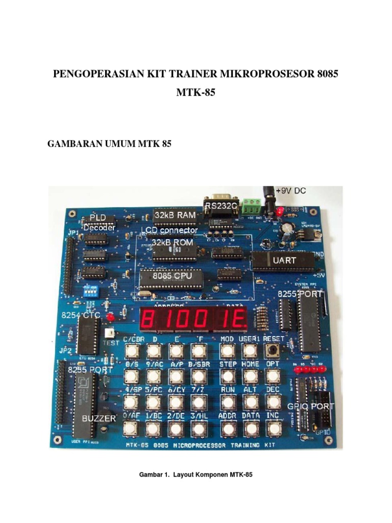 Panduan Kit Trainer Mikroprosesor 8085 | PDF