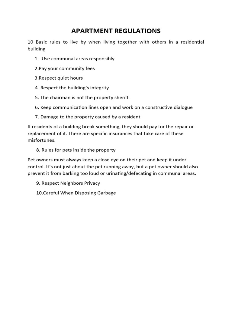 Apartment Regulations PDF