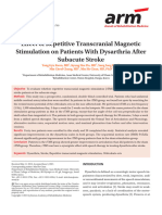 Efeito Da Estimulação Magnética Transcraniana Repetitiva em Pacientes Com Disartria Após Acidente Vascular Cerebral Subagudo