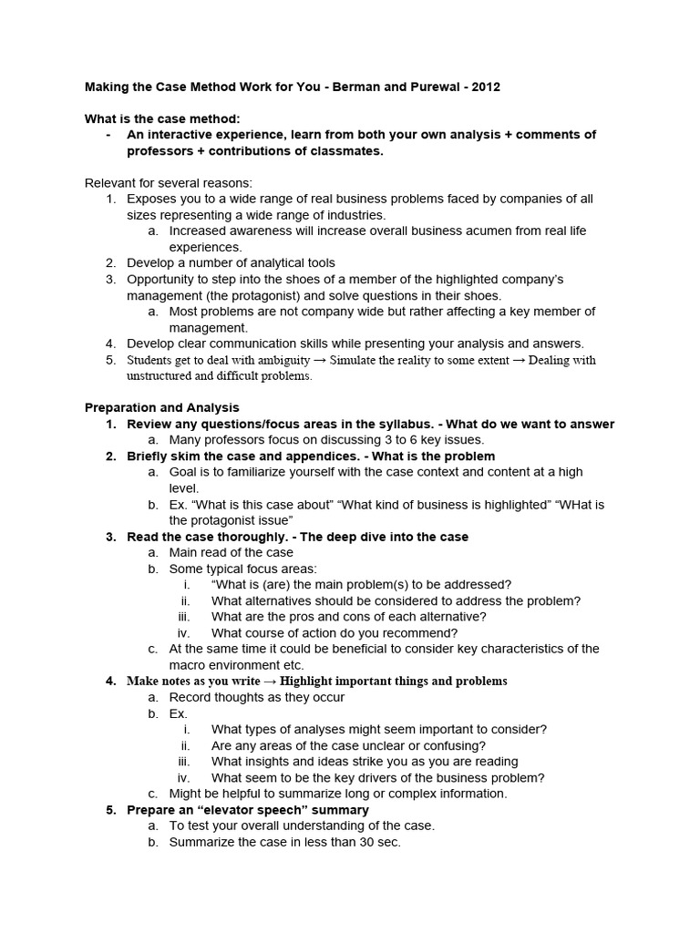 How To Case Method Management and Organization PDF Quantitative Research Qualitative