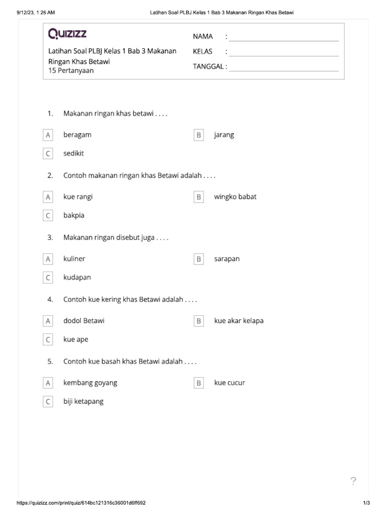 Plbj Bab 4 Makanan Ringan Khas Betawi Pdf