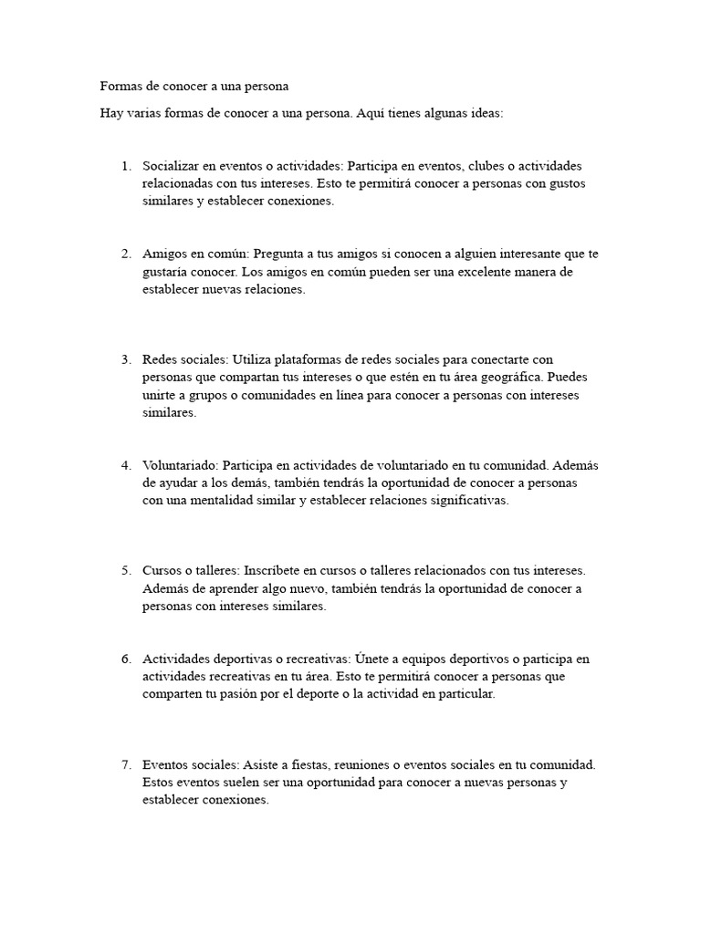 Como Conocer A Una Persona | PDF