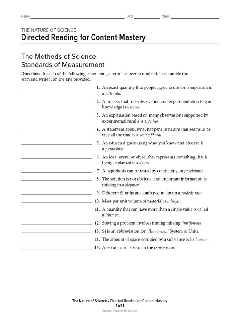 Reading Essentials Mod 1 LSN 1 | PDF | Observation | Metrology