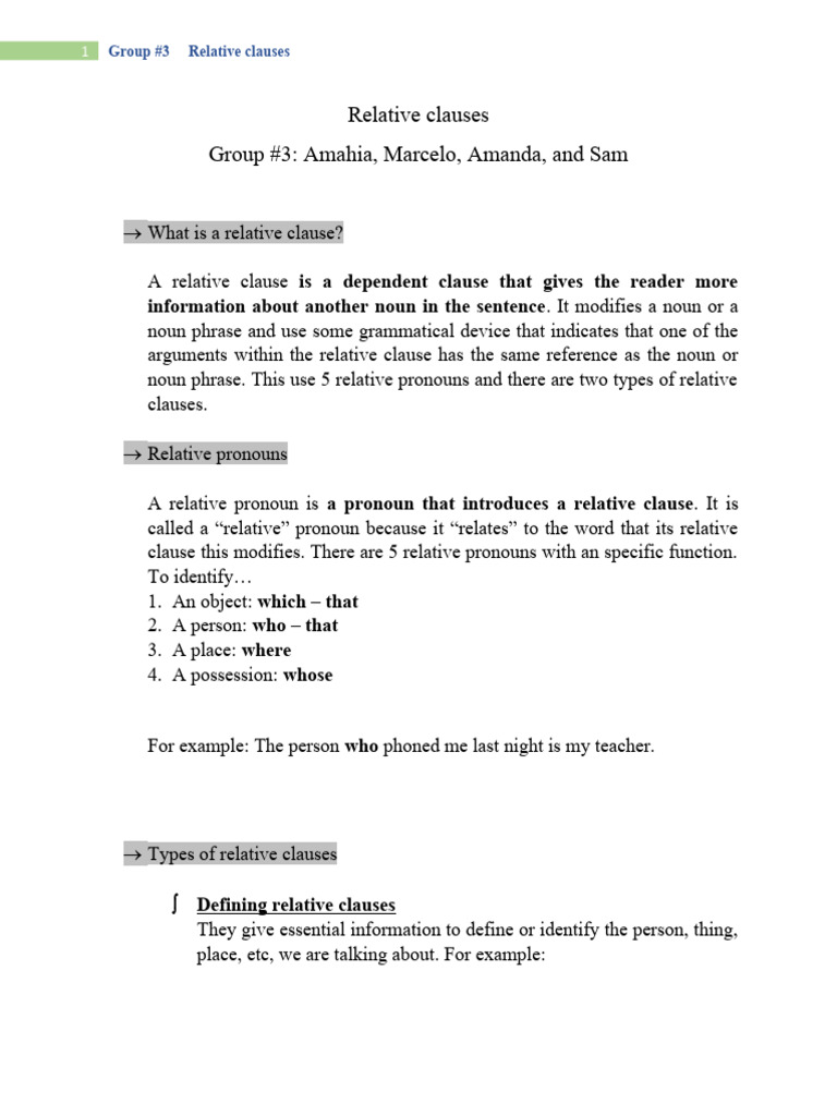 Understanding Relative Clauses | PDF | Language Arts & Discipline