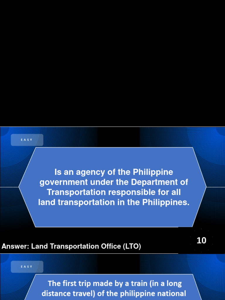 Quiz Transportation Engineering Pdf Land Transport Philippines