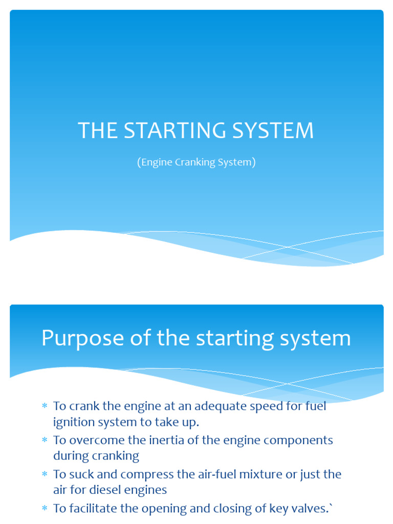 The Starting System | PDF | Electric Motor | Relay
