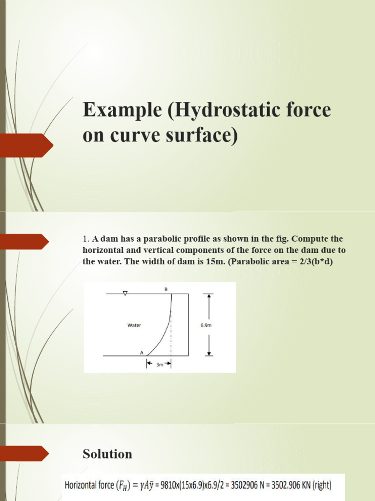 Hydrostatic Force on Parabolic Dam | PDF