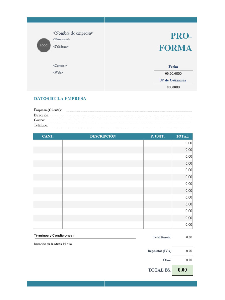 Proforma en Word | PDF