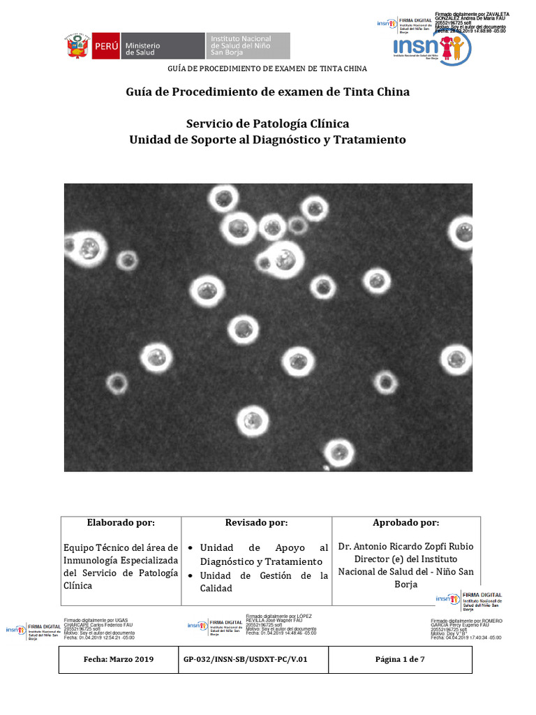GP 032 - Examen Tinta ChinaF | PDF | Patología | Laboratorios