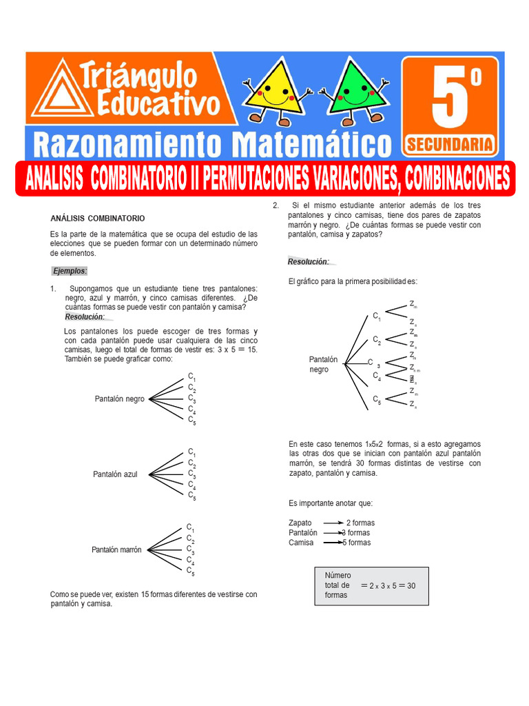 Combinaciones de Ropa y Problemas Matemáticos | PDF | Combinatoria ...